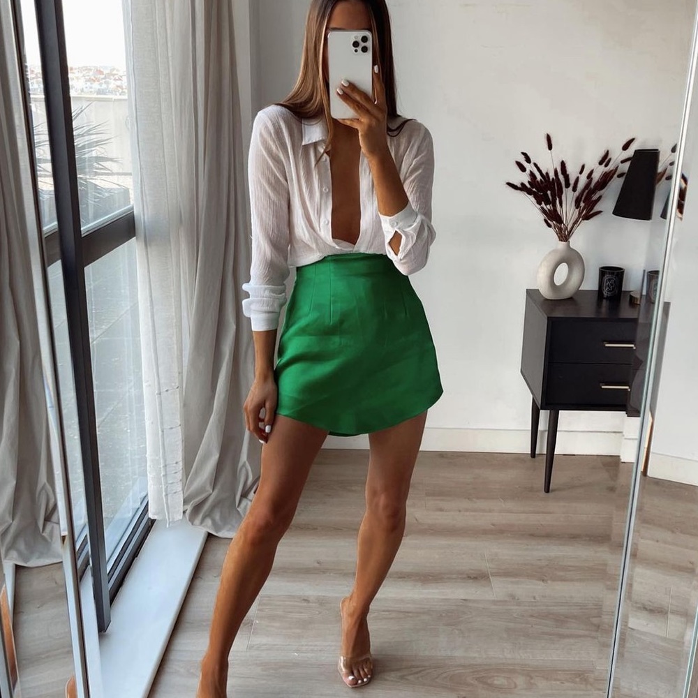 Green Zara Mini Skirt